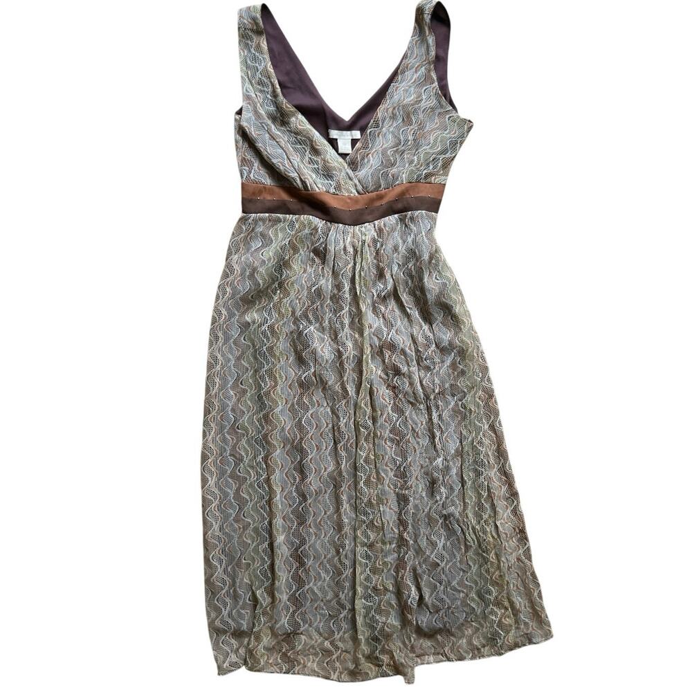 Vtg 90s Jonathan Martin Studio Silk Wavy Dress Cottage Garden Party Fairy 10